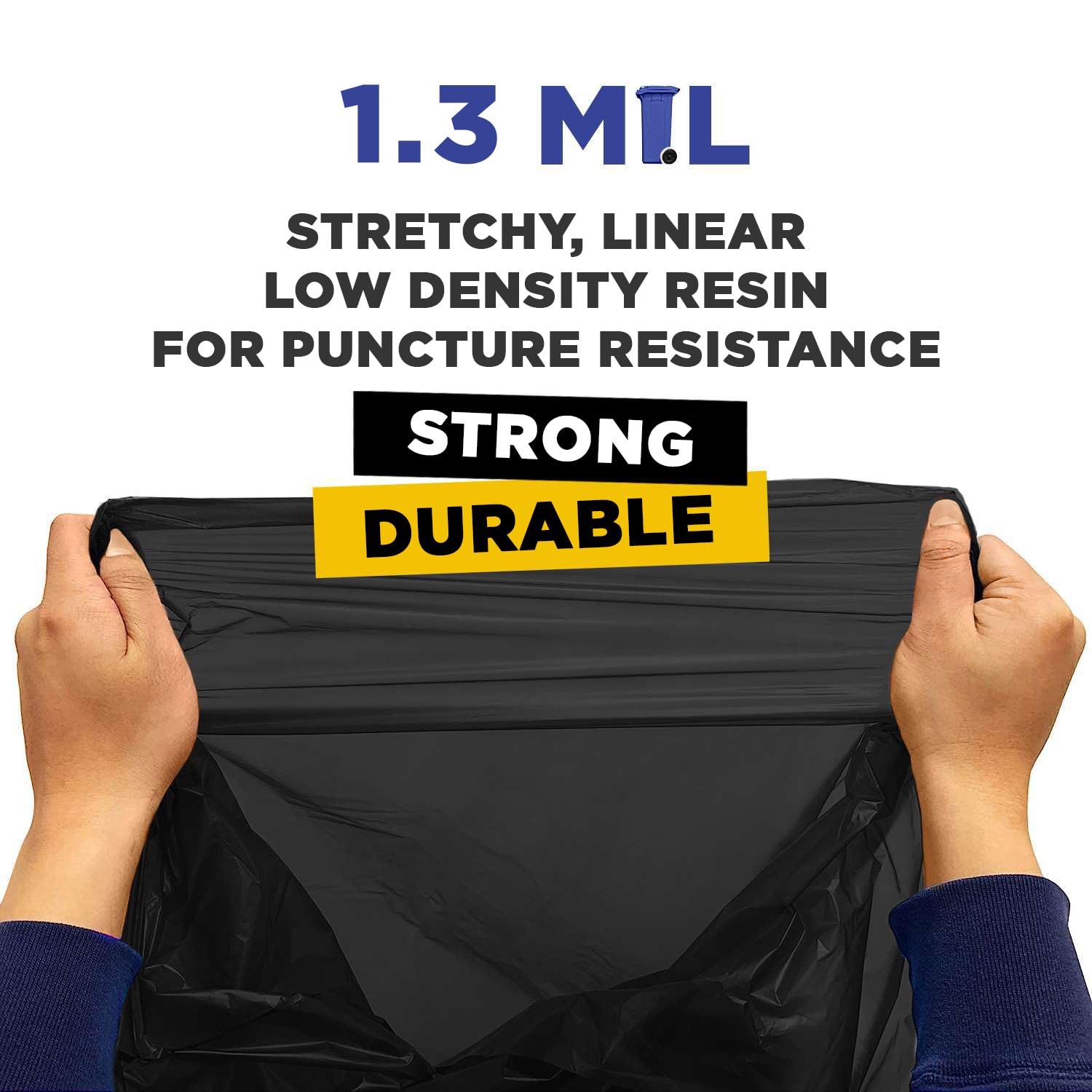 23" x 10" x 39" 33 Gal 1.3 Mil Black Recycling Bags, 100/Case
