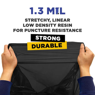 23" x 10" x 39" 33 Gal 1.3 Mil Black Recycling Bags, 100/Case