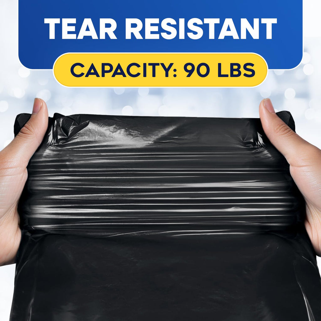 43" x 47" 56 Gal 1.5 Mil Black Trash Bags, 100/Case