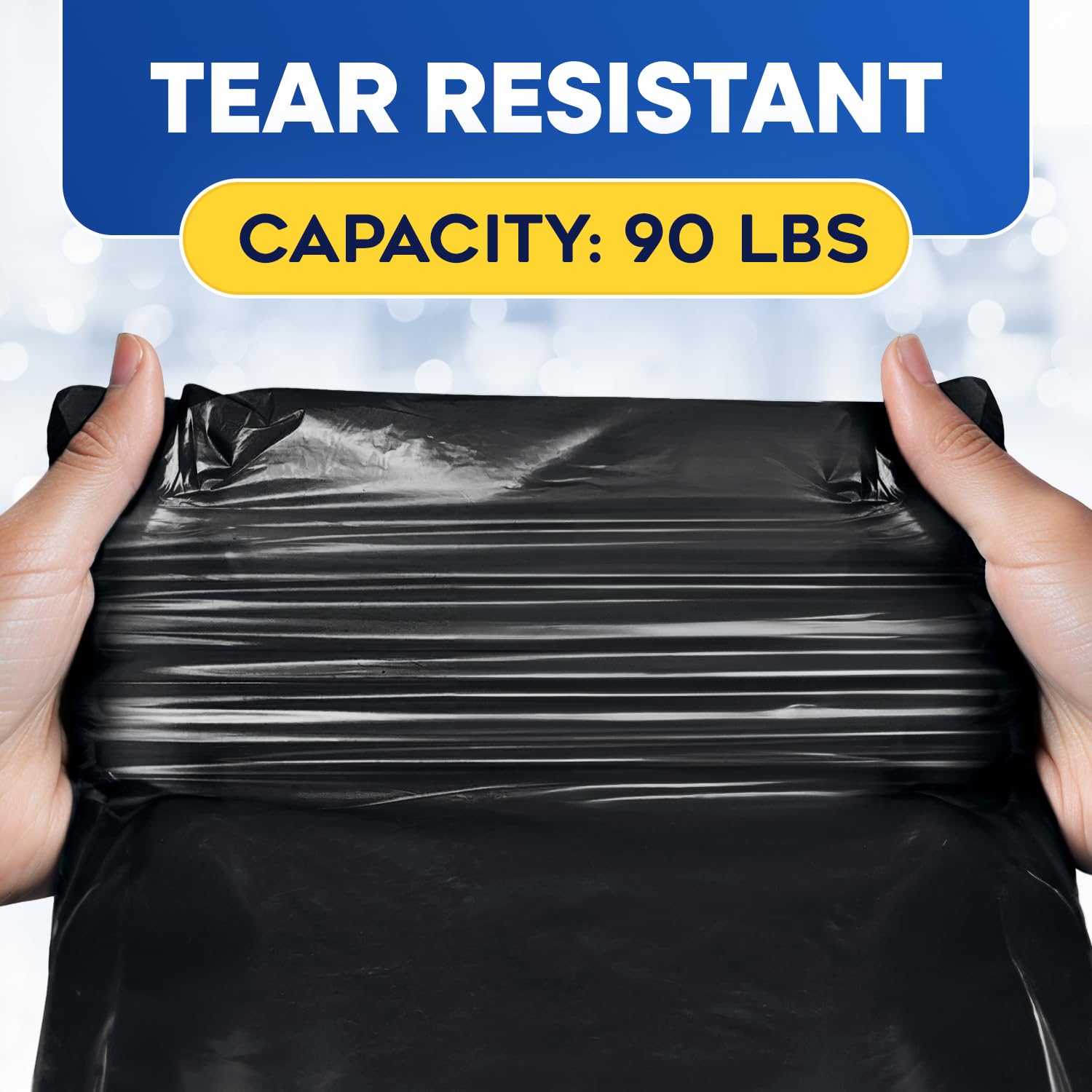 43" x 47" 56 Gal 1.5 Mil Black Trash Bags, 100/Case