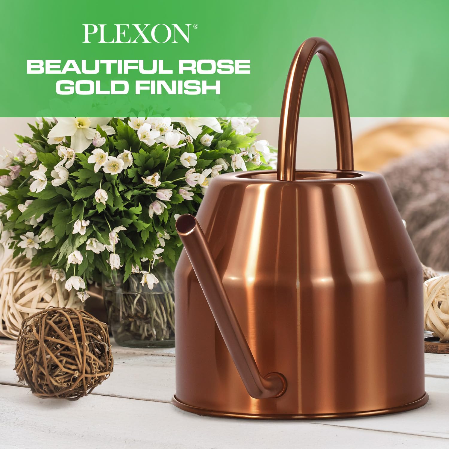 40 oz Rose Gold Stainless Steel Watering Can with Long Spout