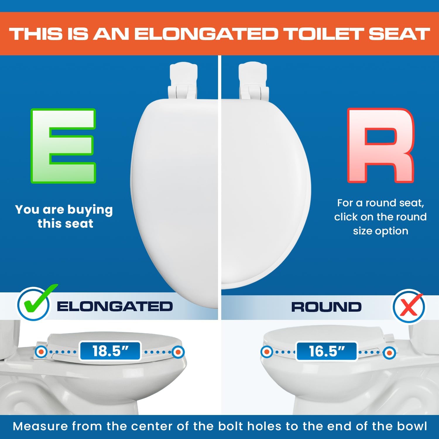 Plexon Soft Cushioned Toilet Seat, Elongated White, Slow-Close Lid & Seat, Quick-Release Hinge, Easy To Clean & Change