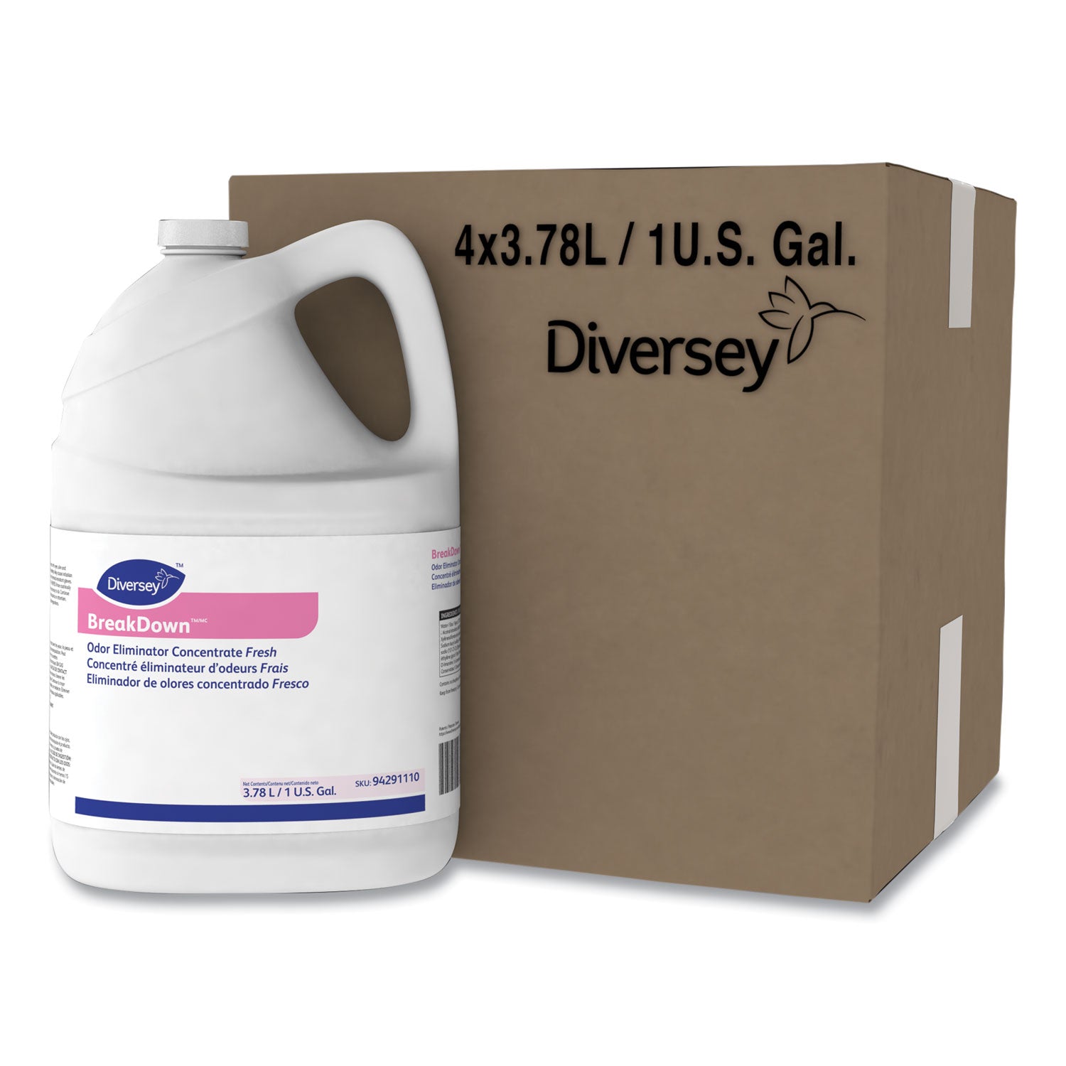 Breakdown Odor Eliminator, Cherry Almond Scent, Liquid, 1 gal Bottle, 4/Carton - 