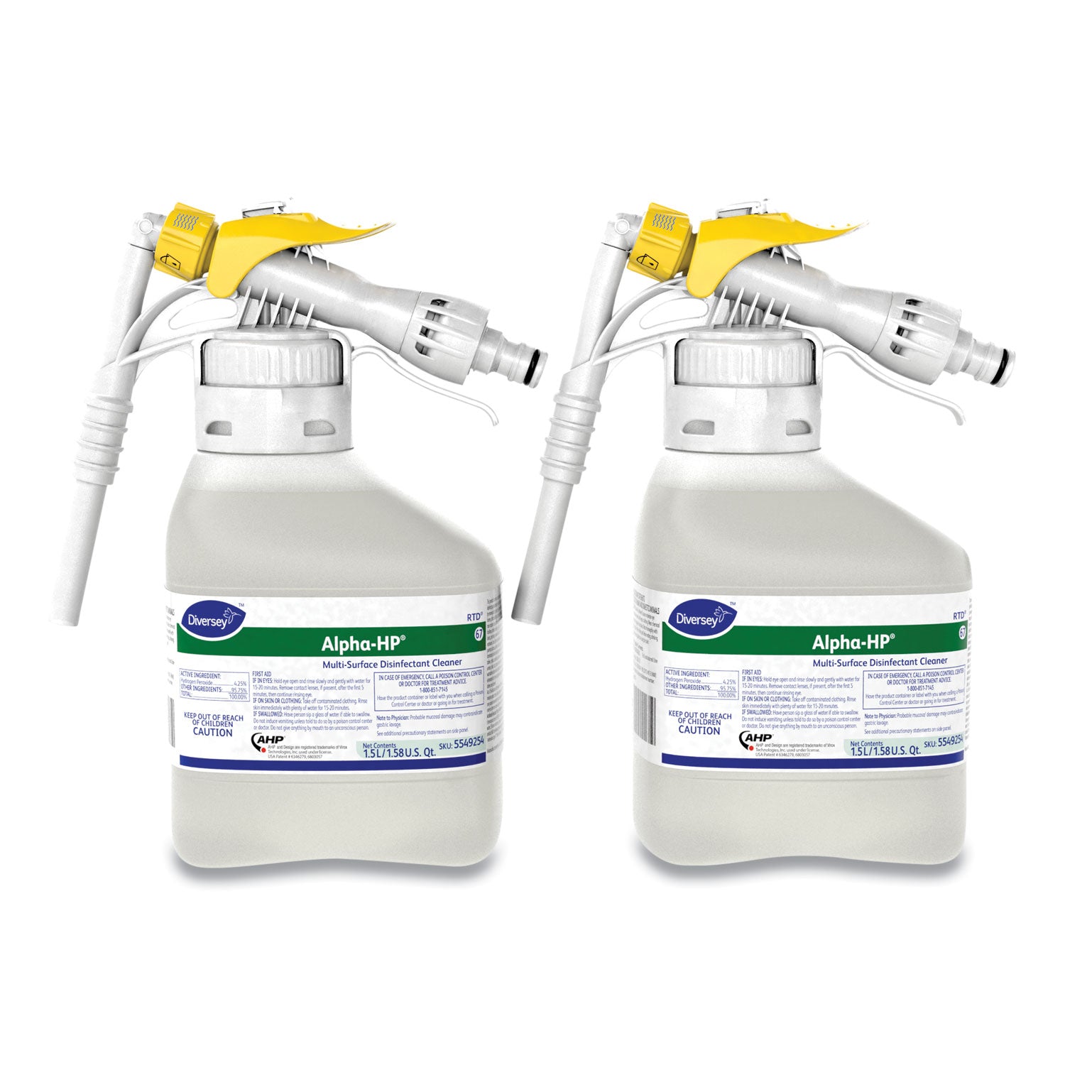 Alpha-HP Multi-Surface Disinfectant Cleaner, Citrus Scent, 1.5 L RTD Spray Bottle, 2/Carton - 