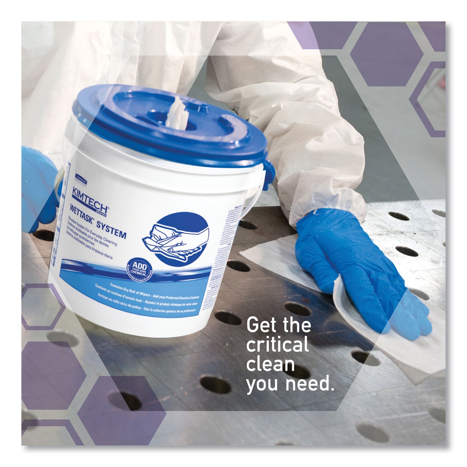 WetTask Customizable Wet Wiping System Bucket, White/Blue, 4/Carton