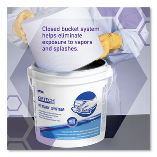 WetTask Customizable Wet Wiping System Bucket, White/Blue, 4/Carton