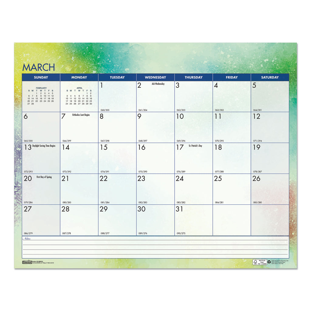 House of Doolittle Cosmos Monthly Wall Calendar - Julian Dates - Monthly - 12 Month - January 2024 - December 2024 - Spiral Bound - Multi - Paper - 12" Height x 15" Width - Reference Calendar, Printed, Dated Planning Page, Daily Block, Holiday Listin