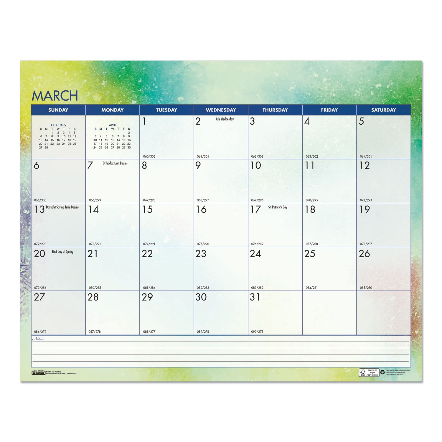 House of Doolittle Cosmos Monthly Wall Calendar - Julian Dates - Monthly - 12 Month - January 2024 - December 2024 - Spiral Bound - Multi - Paper - 12" Height x 15" Width - Reference Calendar, Printed, Dated Planning Page, Daily Block, Holiday Listin
