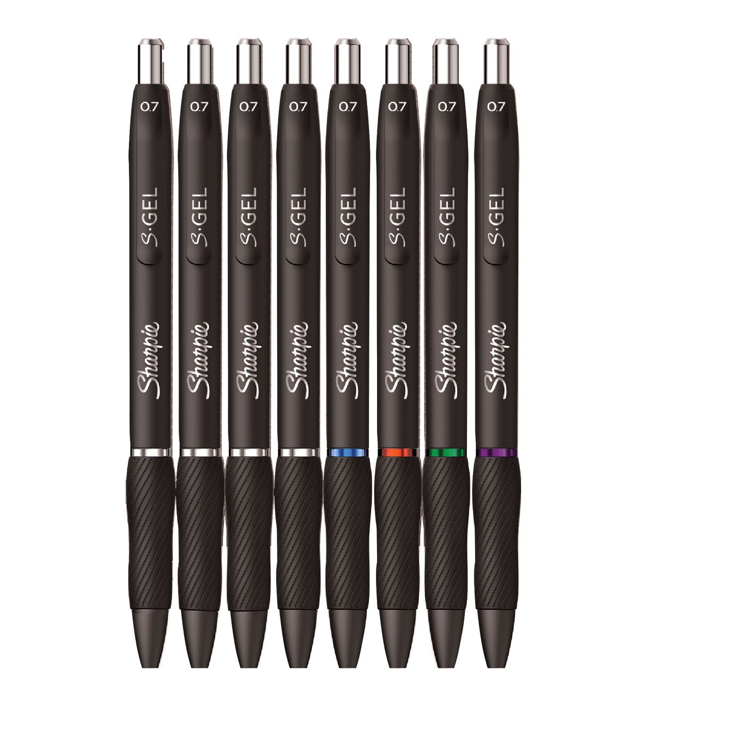 s-gel-high-performance-gel-pen-retractable-medium-07-mm-five-assorted-ink-colors-black-barrel-8-pack_san2126231 - 2