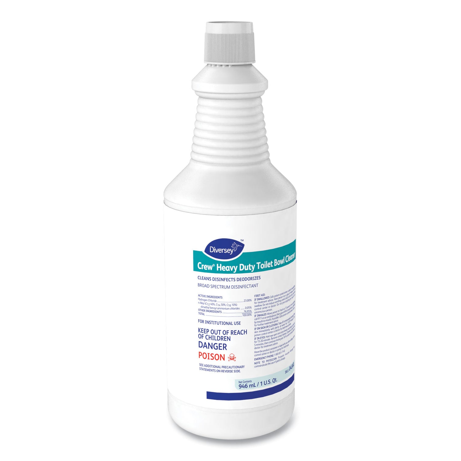 Crew Heavy Duty Toilet Bowl Cleaner, Minty, 32 oz Squeeze Bottle, 12/Carton