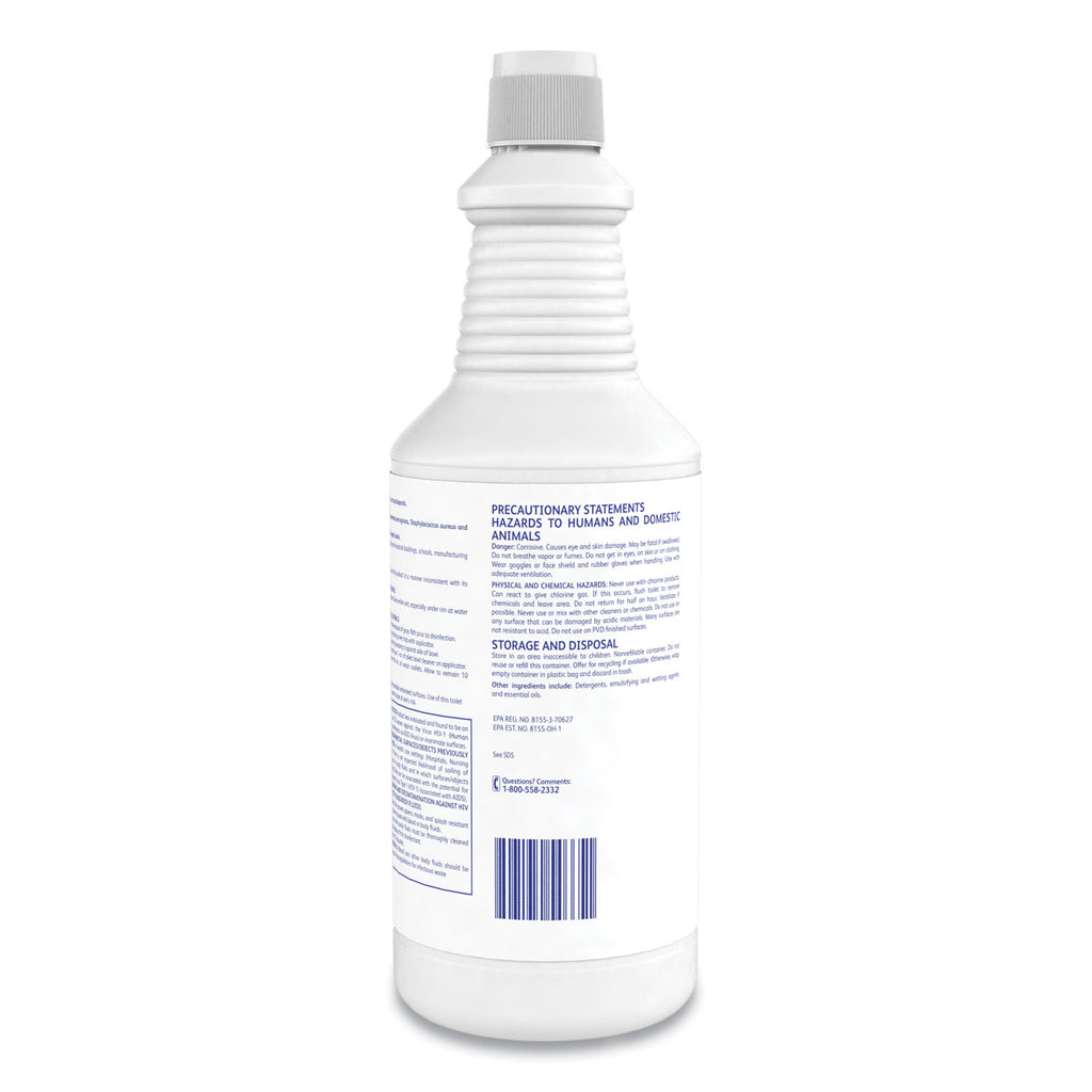 Crew Heavy Duty Toilet Bowl Cleaner, Minty, 32 oz Squeeze Bottle, 12/Carton