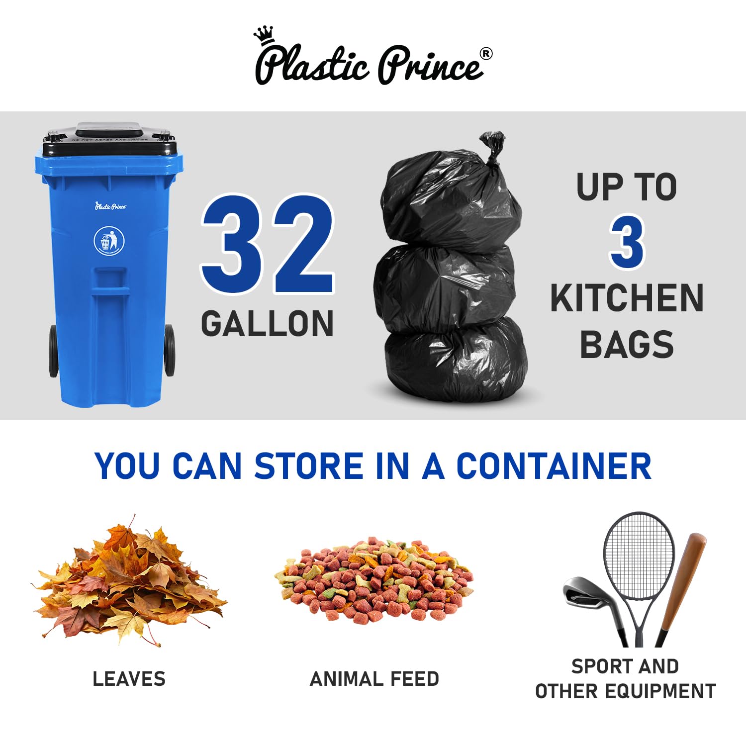 32 Gal Blue Rollout Container