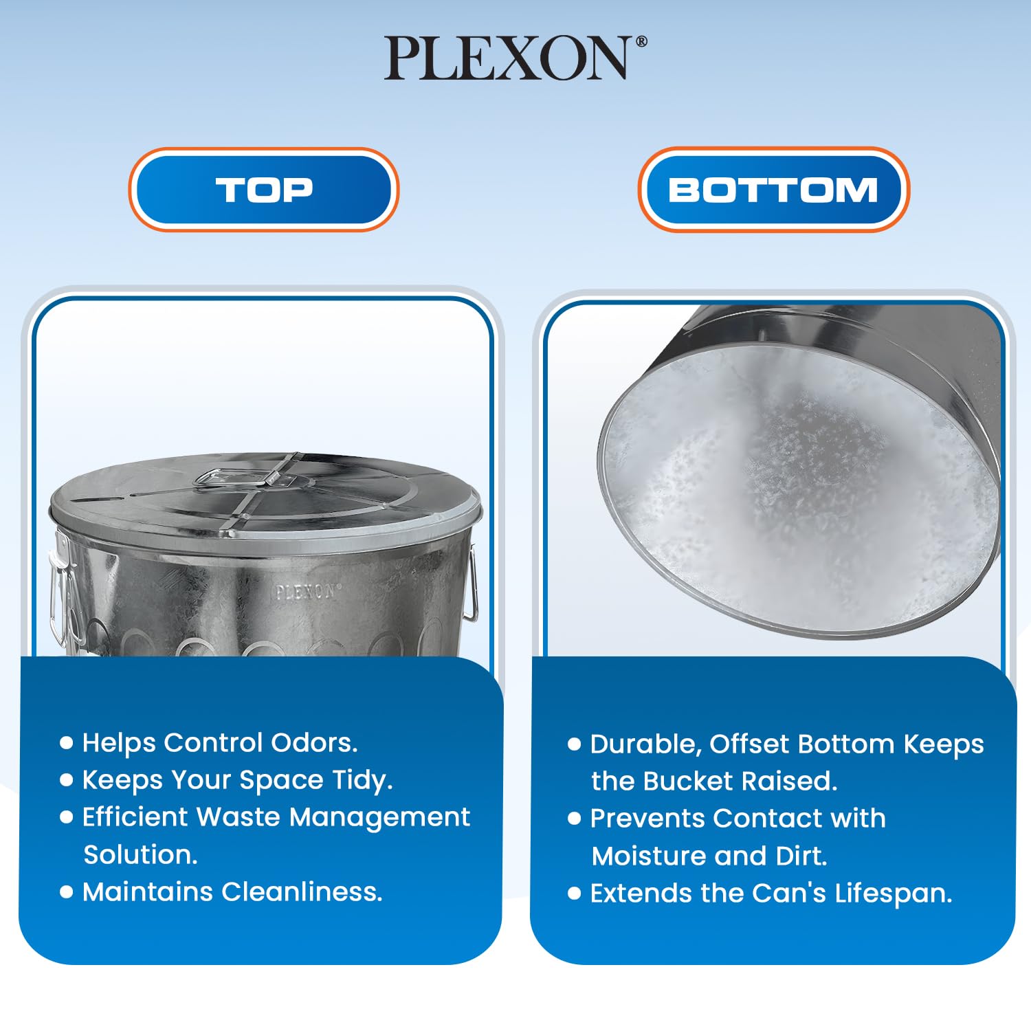 20 Gal Galvanized Steel Round Trash Can with Lid