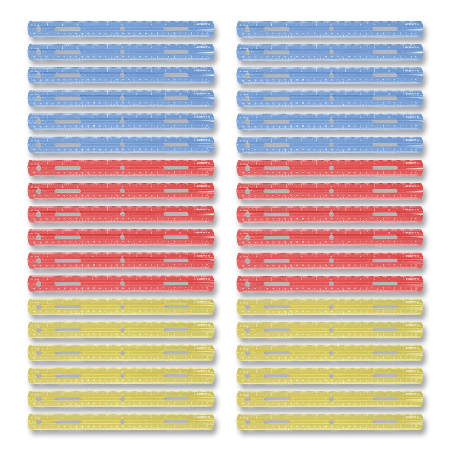 Plastic Ruler, Standard/Metric, 12" (30 cm) Long, Assorted Translucent Colors