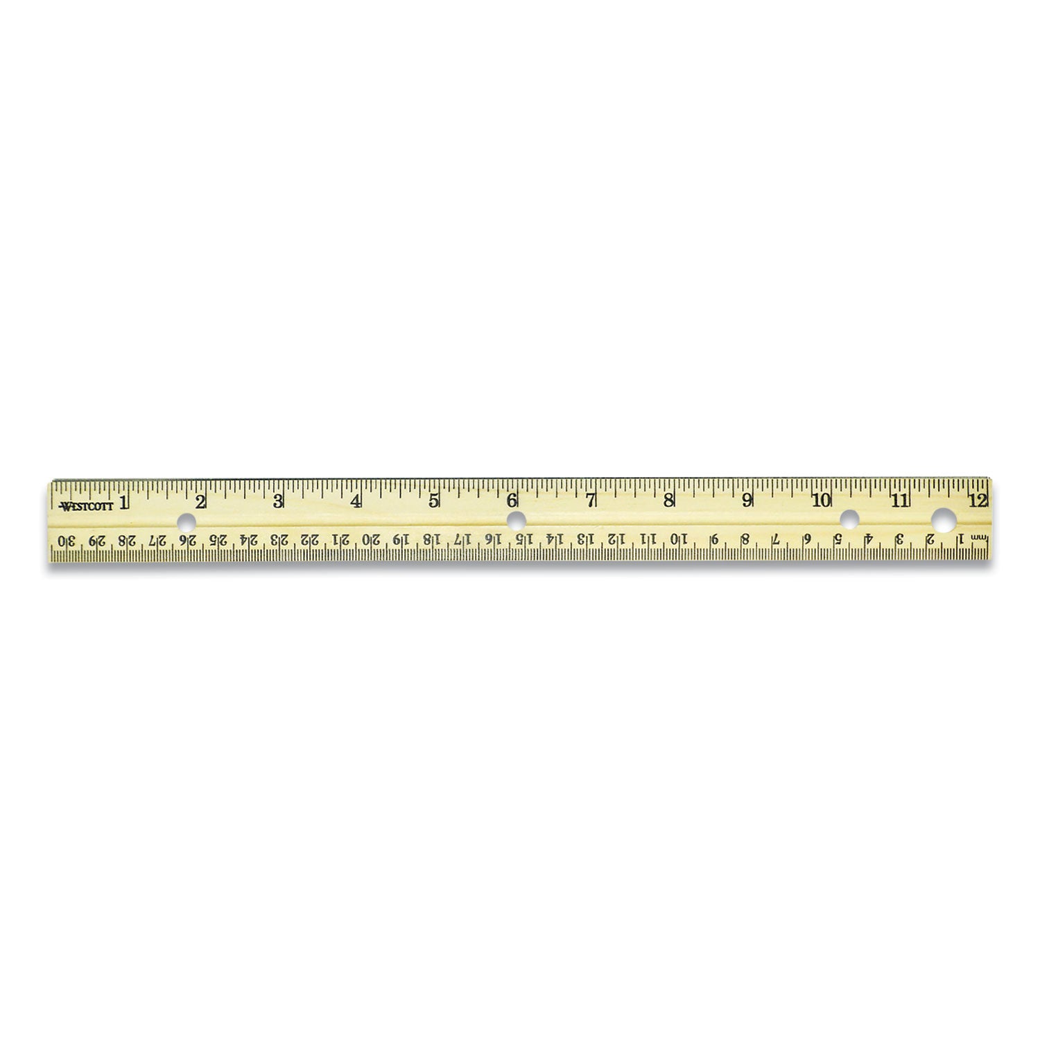 three-hole-punched-wood-ruler-standard-metric-12-30-cm-long-natural-wood-36-box_acm17724 - 2