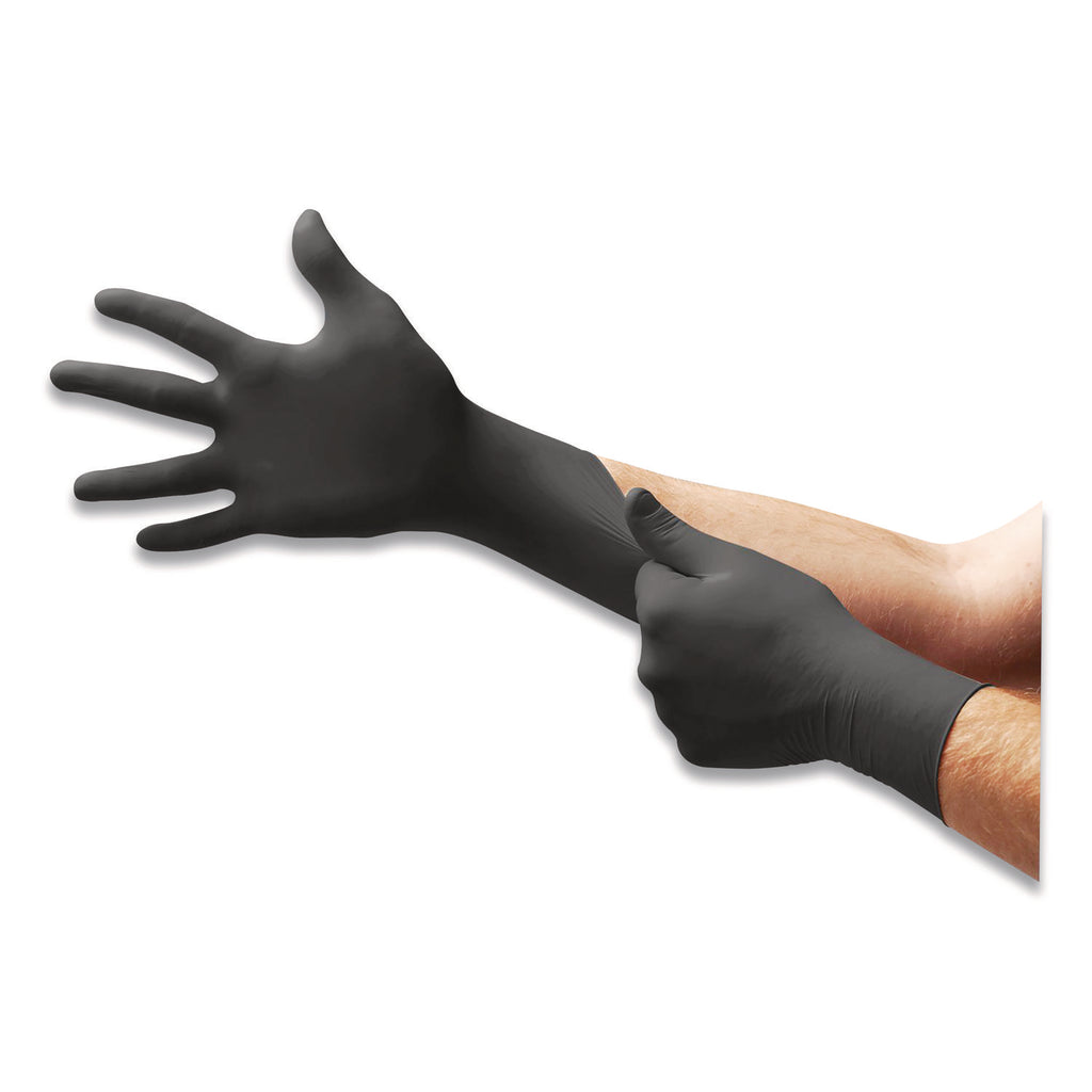 MICROFLEX MidKnight Powder-Free Nitrile Gloves, 4.7 mil Palm, 5.9 mil Fingers, 2X-Large, Black, 100/Box