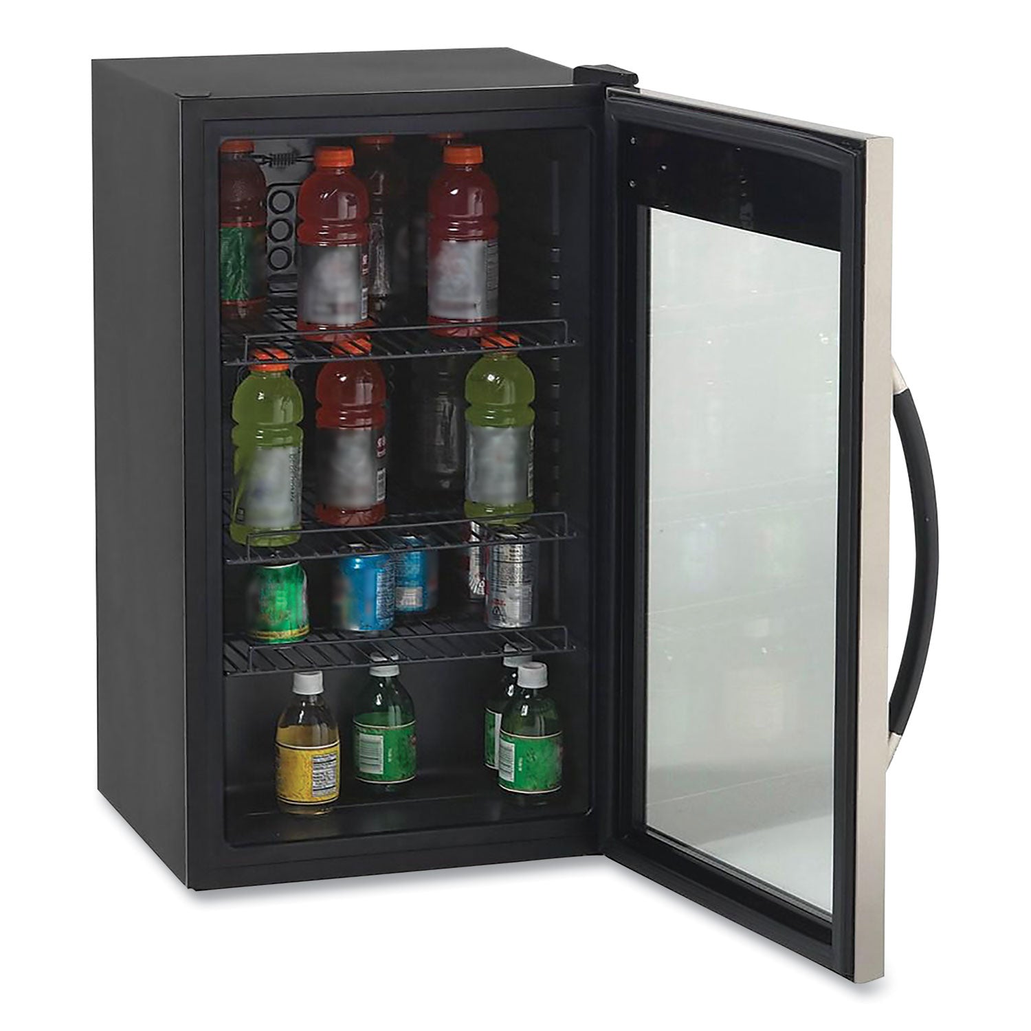 3 Cu. Ft. Refrigerator/Beverage Cooler, 18.75 x 19.5 x 33.75, Black/Stainless Steel Framed Glass Door - 
