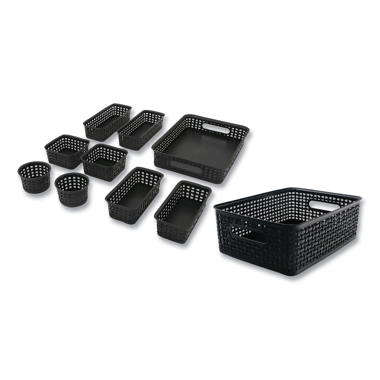 plastic-weave-basket-bins-assorted-sizes-black-10-pack_avt38398 - 1