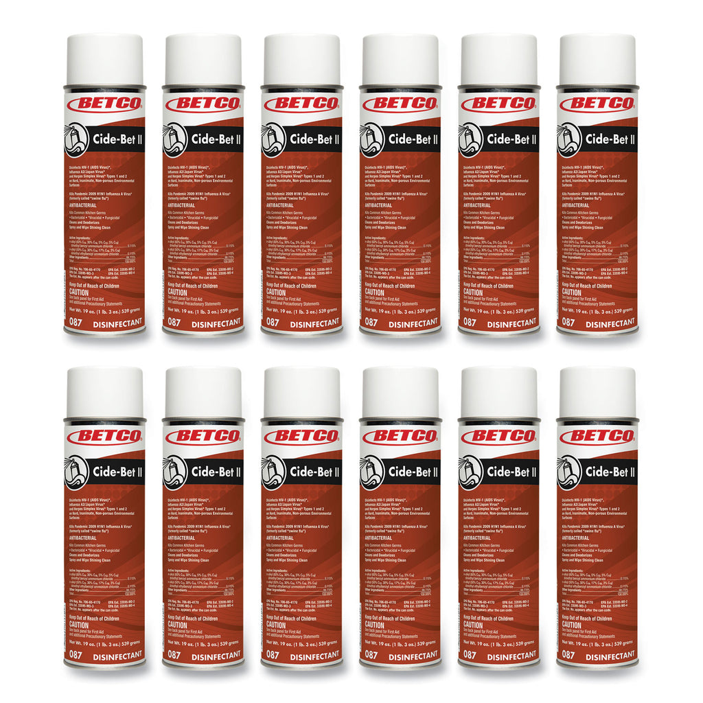 Cide-Bet II Aerosol Disinfectant Spray, Floral Scent, 19 oz Aerosol Spray, 12/Carton