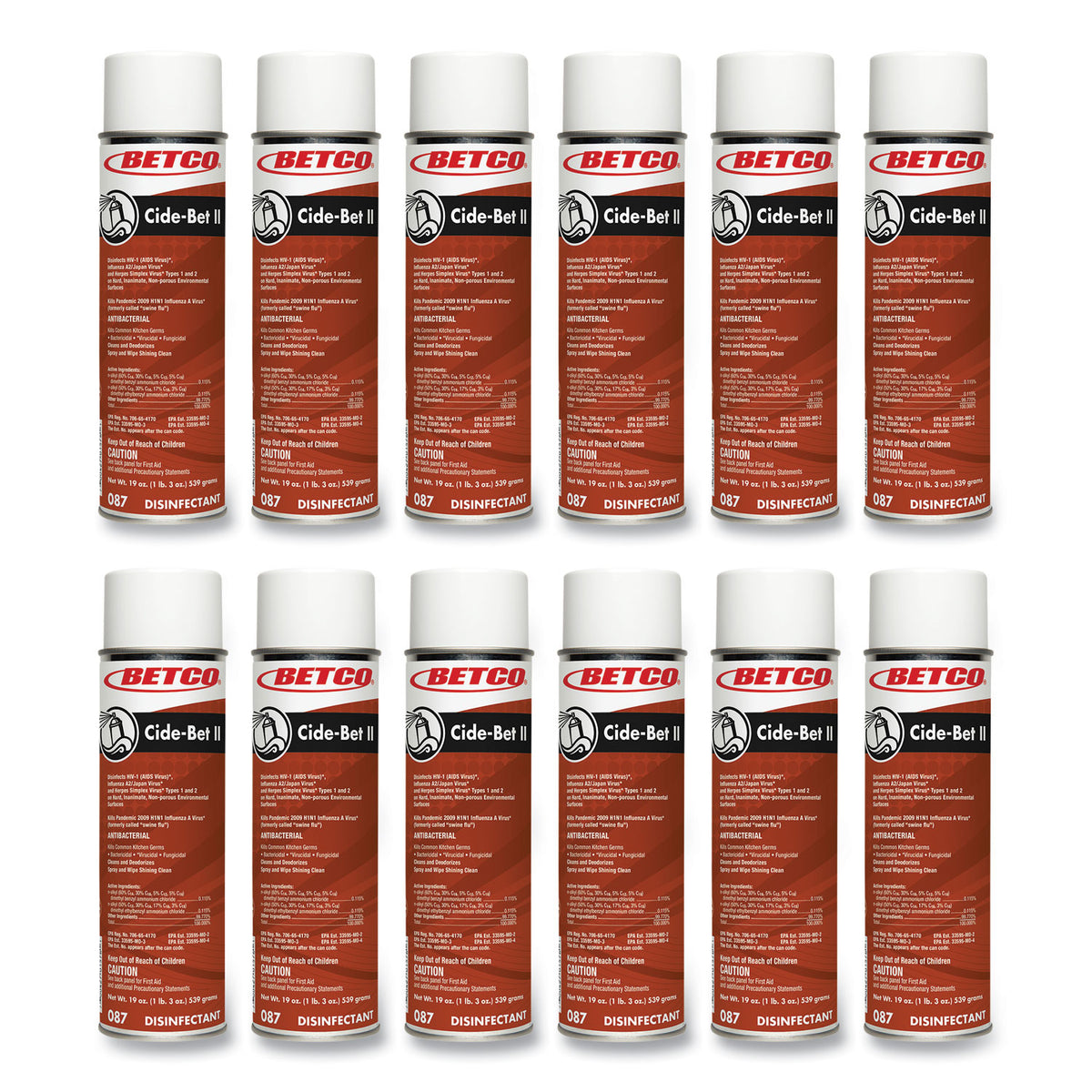 Cide-Bet II Aerosol Disinfectant Spray, Floral Scent, 19 oz Aerosol Spray, 12/Carton