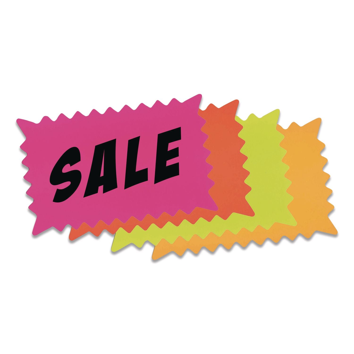 Write-On Do It Yourself Sign, Rectangular Burst, Die-Cut Paper, 10.13 x 6.38, Assorted Fluorescent Colors, 36/Pack