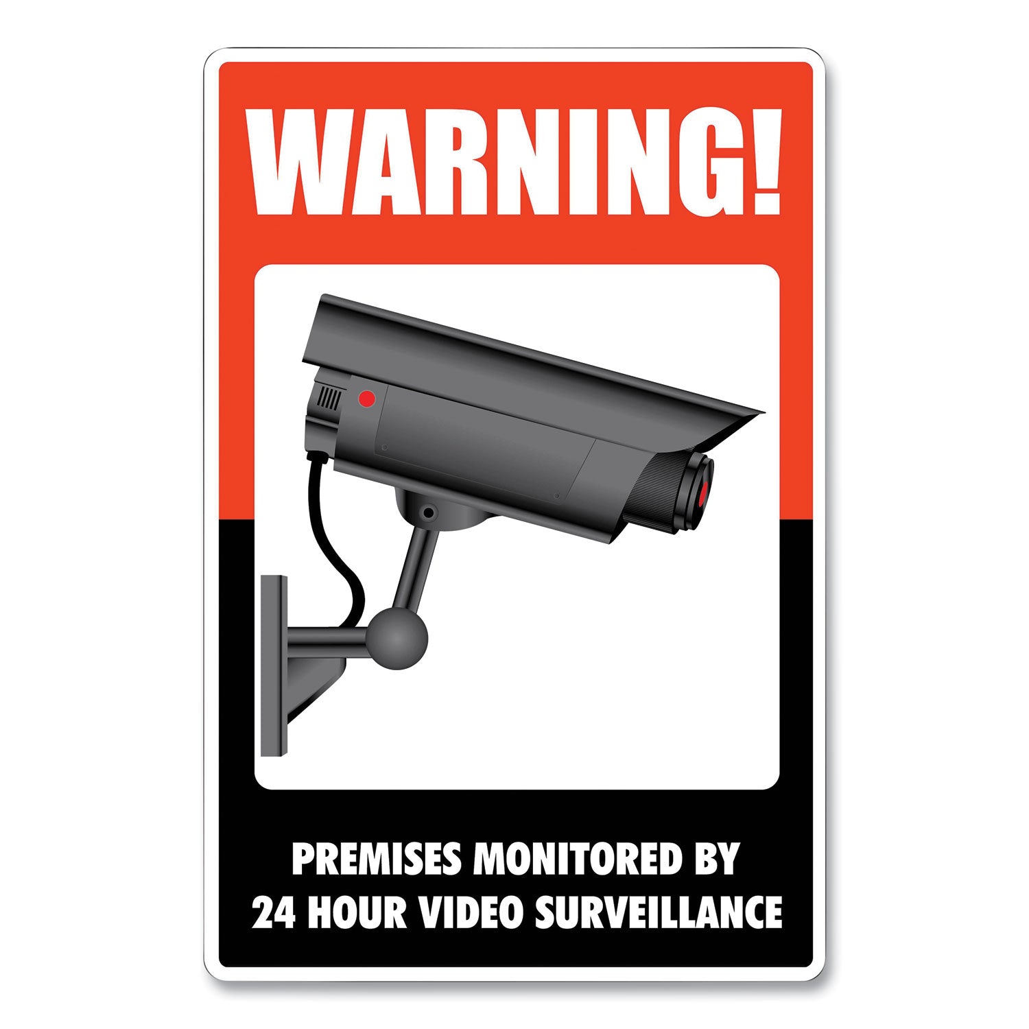 uv-coated-preprinted-molded-plastic-sign-24-hour-video-surveillance-8-x-12-black-red-white_cos098381 - 1