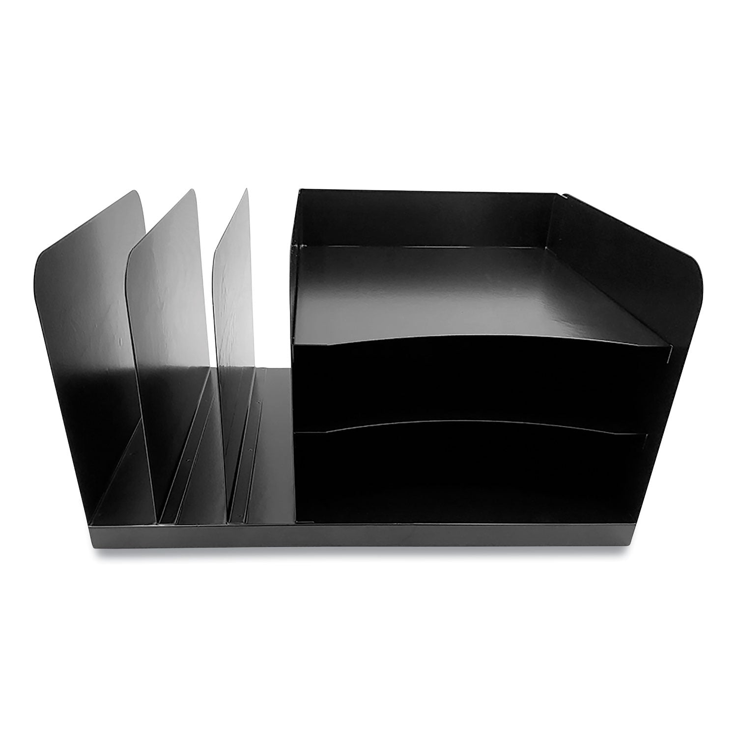 Huron Combo Slots Desk Organizer - 6 Compartment(s) - Horizontal/Vertical - 8" Height x 15" Width x 11" Depth - Durable - Black - Steel - 1 Each