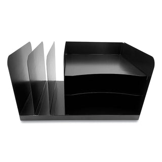 Huron Combo Slots Desk Organizer - 6 Compartment(s) - Horizontal/Vertical - 8" Height x 15" Width x 11" Depth - Durable - Black - Steel - 1 Each