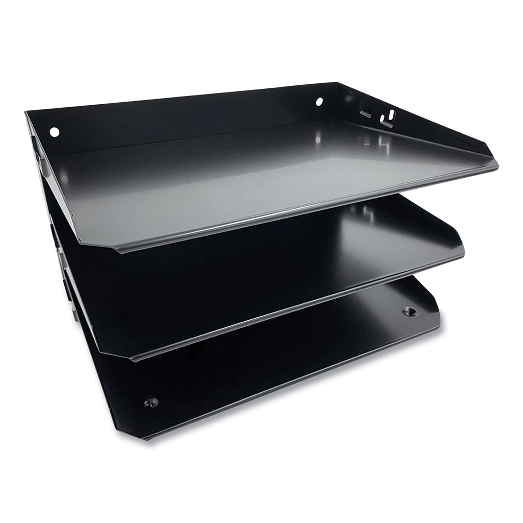 Huron Horizontal Slots Desk Organizer - 6 Compartment(s) - Horizontal - 6" Height x 12" Width x 8.8" Depth - Durable - Black - Steel - 1 Each