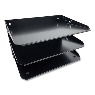 Huron Horizontal Slots Desk Organizer - 6 Compartment(s) - Horizontal - 6" Height x 12" Width x 8.8" Depth - Durable - Black - Steel - 1 Each