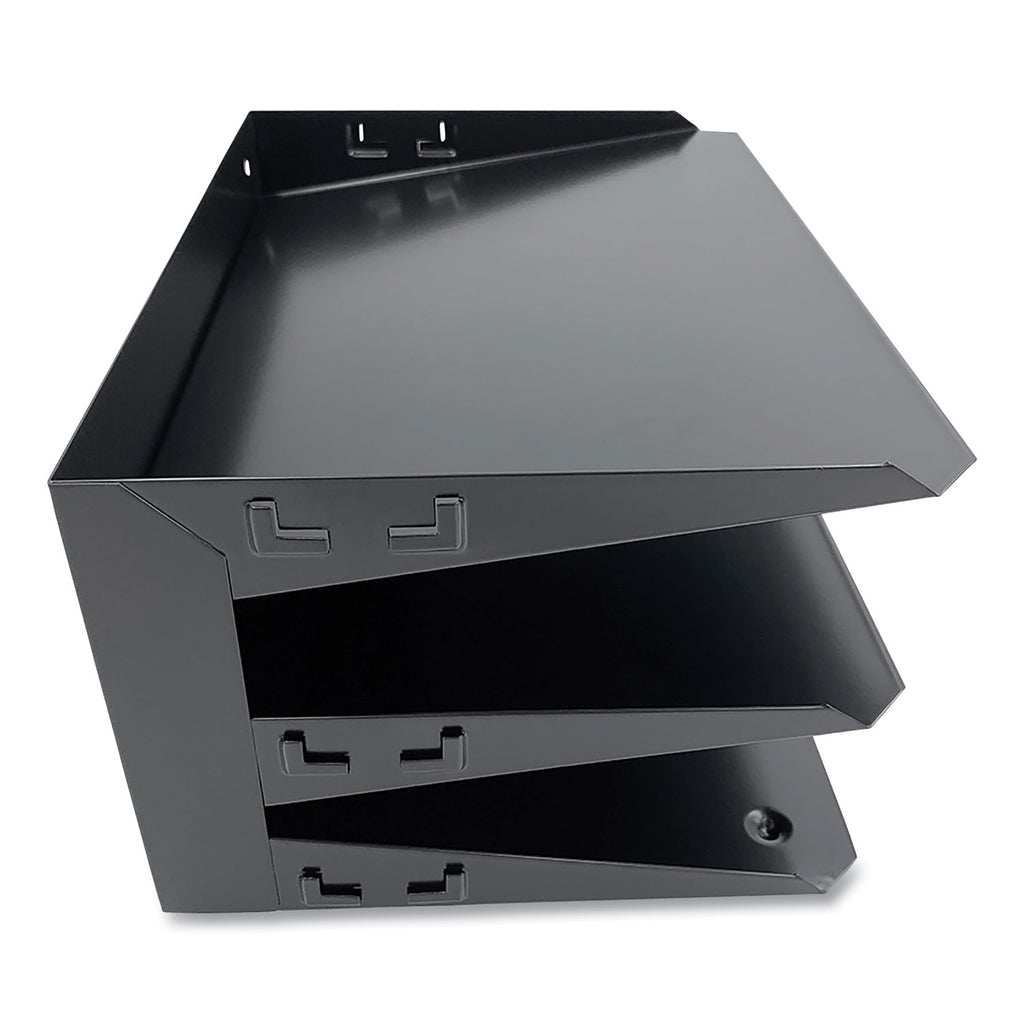 Huron Horizontal Slots Desk Organizer - 6 Compartment(s) - Horizontal - 6" Height x 12" Width x 8.8" Depth - Durable - Black - Steel - 1 Each