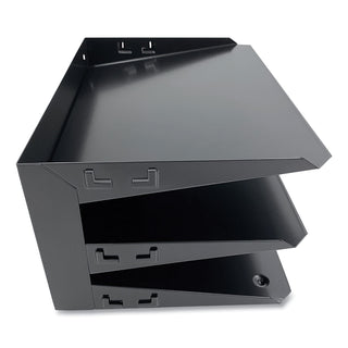 Huron Horizontal Slots Desk Organizer - 6 Compartment(s) - Horizontal - 6" Height x 12" Width x 8.8" Depth - Durable - Black - Steel - 1 Each
