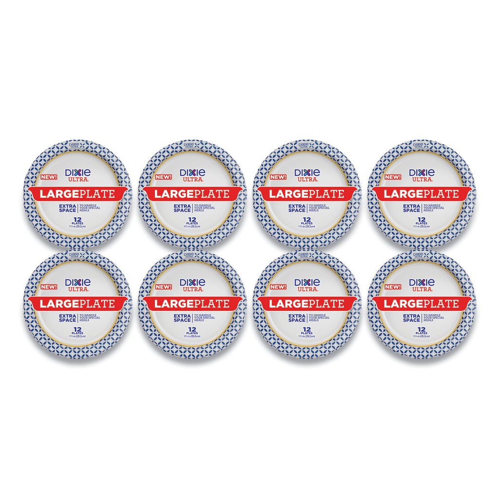 heavy-duty-disposable-dinnerware-large-plate-115-dia-floral-blue-yellow-white-12-pack_dxe16217 - 1