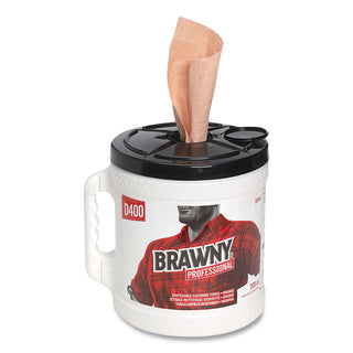 Brawny Professional D400 Disposable Cleaning Towels With Bucket - 9.90" x 13" - 200 Sheets/Roll - Orange - Absorbent, Soft - 2 / Carton