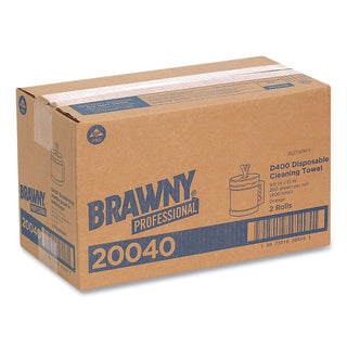 Brawny Professional D400 Disposable Cleaning Towels With Bucket - 9.90" x 13" - 200 Sheets/Roll - Orange - Absorbent, Soft - 2 / Carton