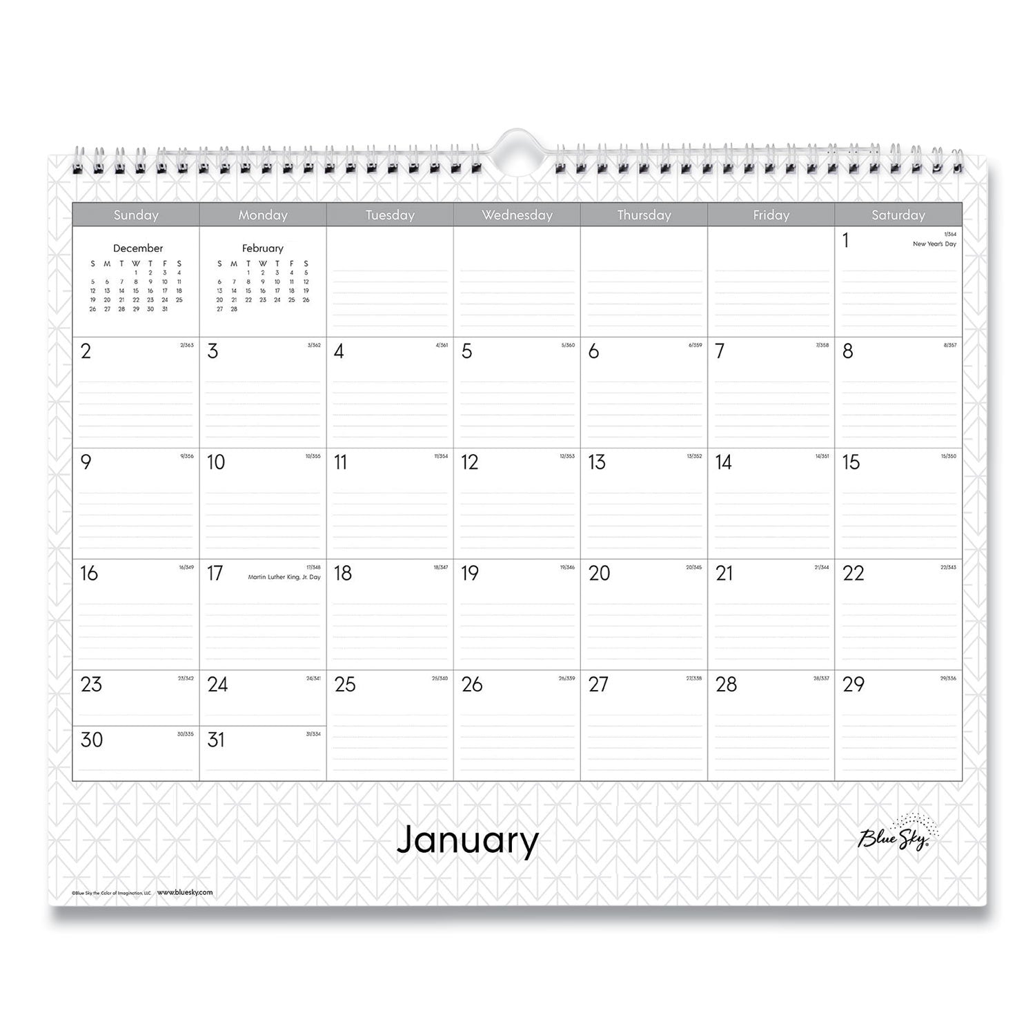 Enterprise Wall Calendar, Enterprise Geometric Artwork, 15 x 12, White/Gray Sheets, 12-Month (Jan to Dec): 2024