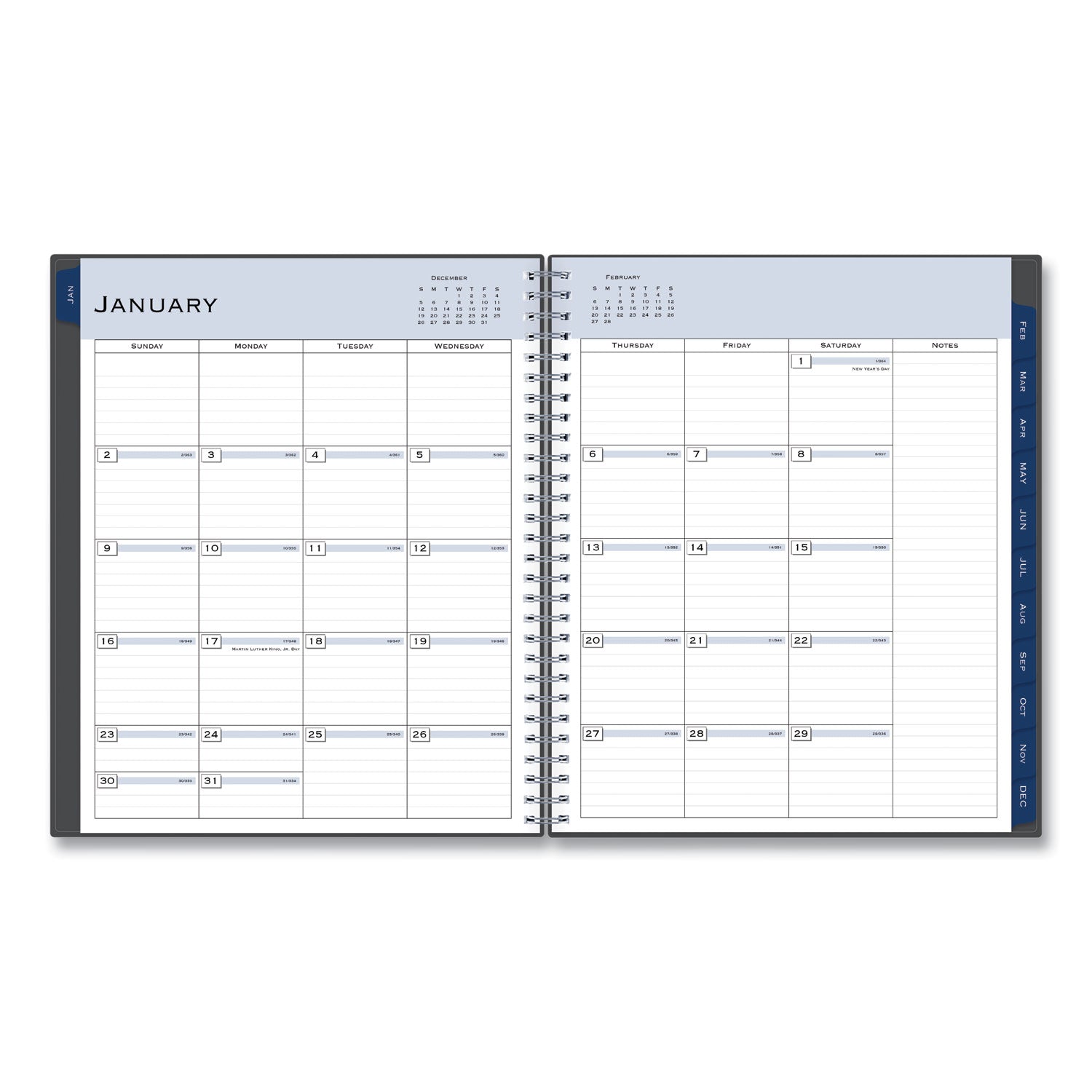 Passages Monthly Planner, 10 x 8, Charcoal Cover, 12-Month (Jan to Dec): 2024