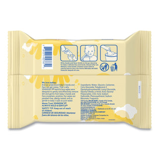 Hand and Body Wipes, Travel Pack, 1-Ply, Nonwoven Fiber, 7.3 x 7.5, Unscented, White, 25 Wipes/Pack