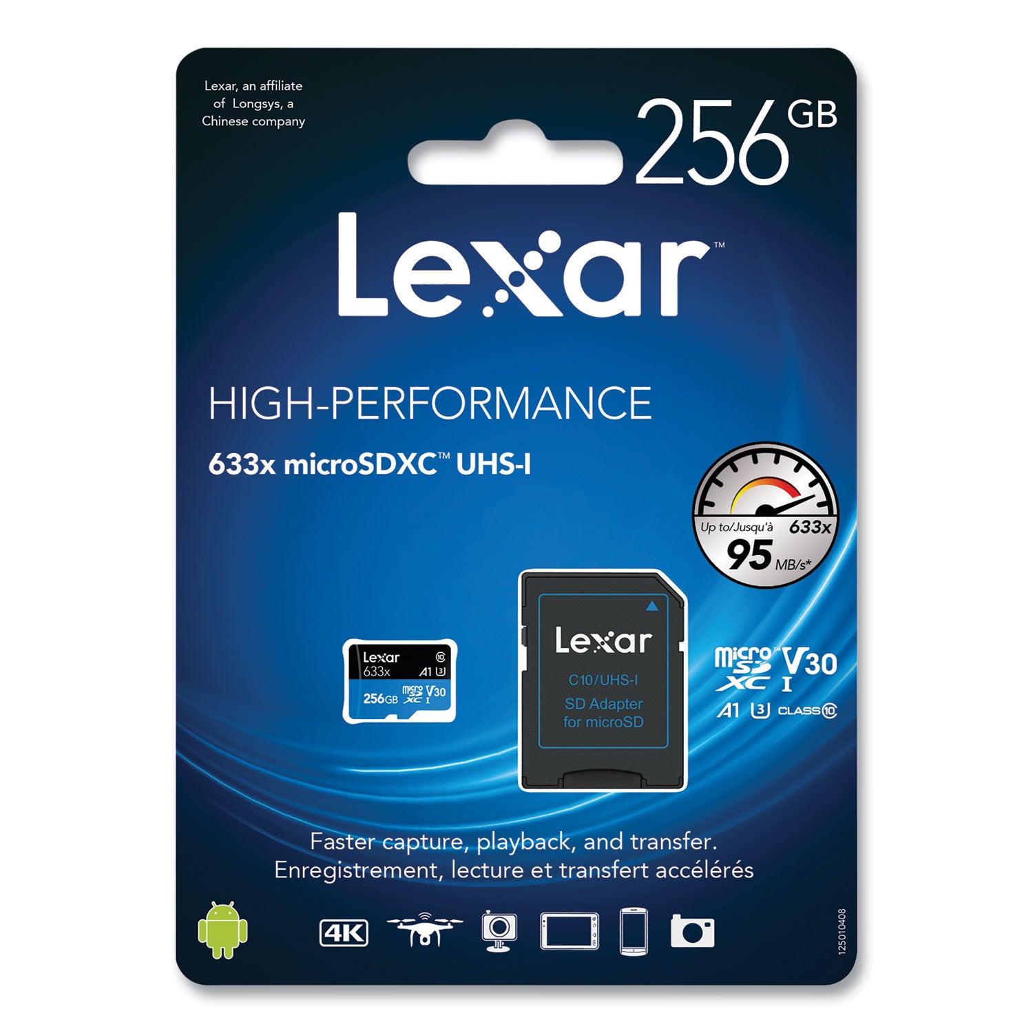 microSDXC Memory Card, UHS-I U1 Class 10, 256 GB