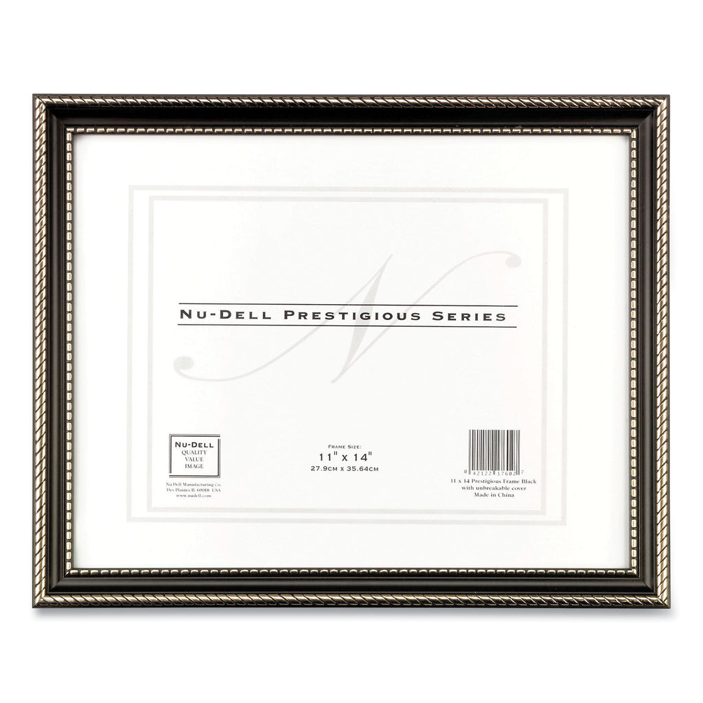 prestige-series-executive-document-and-photo-frame-with-three-way-mat-plastic-11-x-14-insert-black-gold_nud17602 - 1