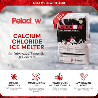 Peladow Calcium Chloride Pellets Snow and Ice Melter 50lb (1 Truck)
