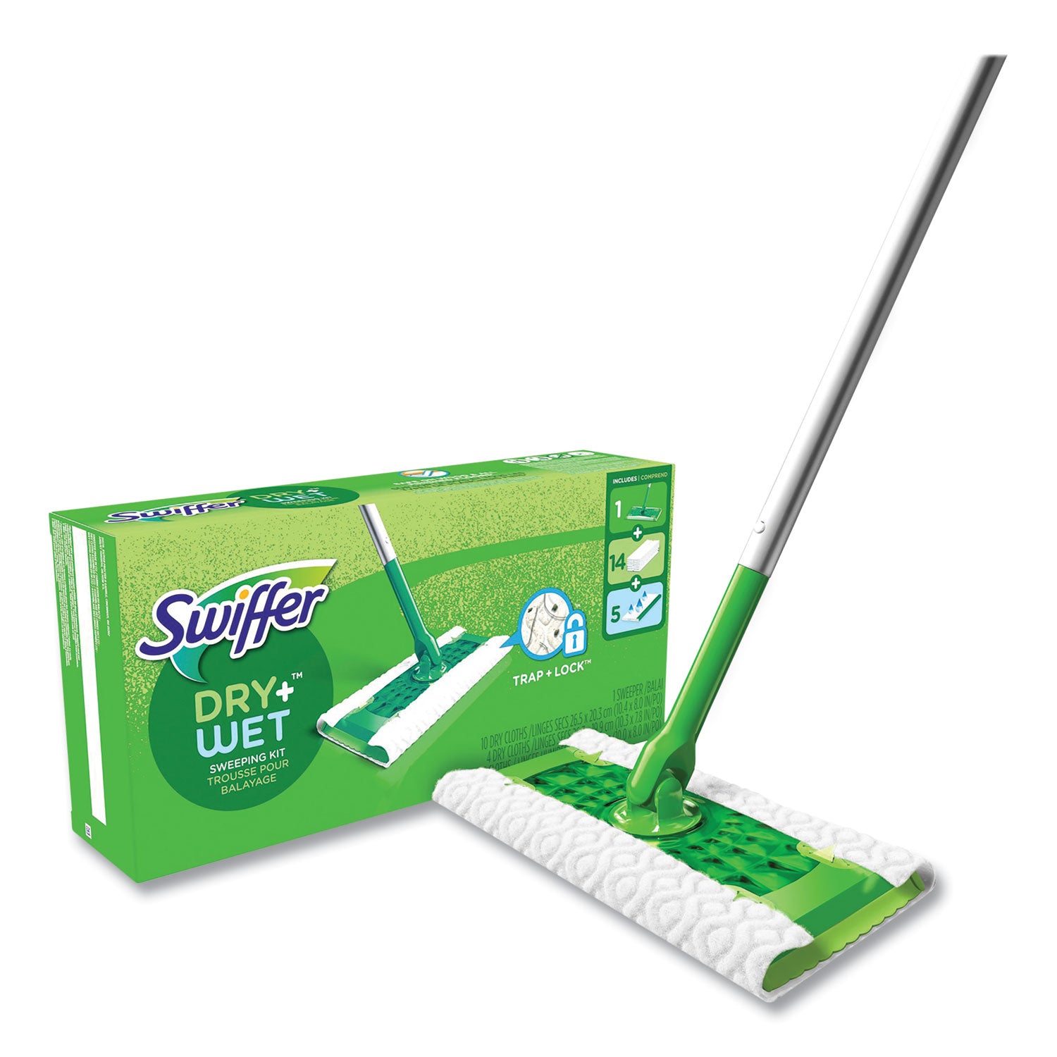 sweeper-mop-10-x-48-white-cloth-head-46-silver-green-aluminum-plastic-handle_pgc49947 - 2