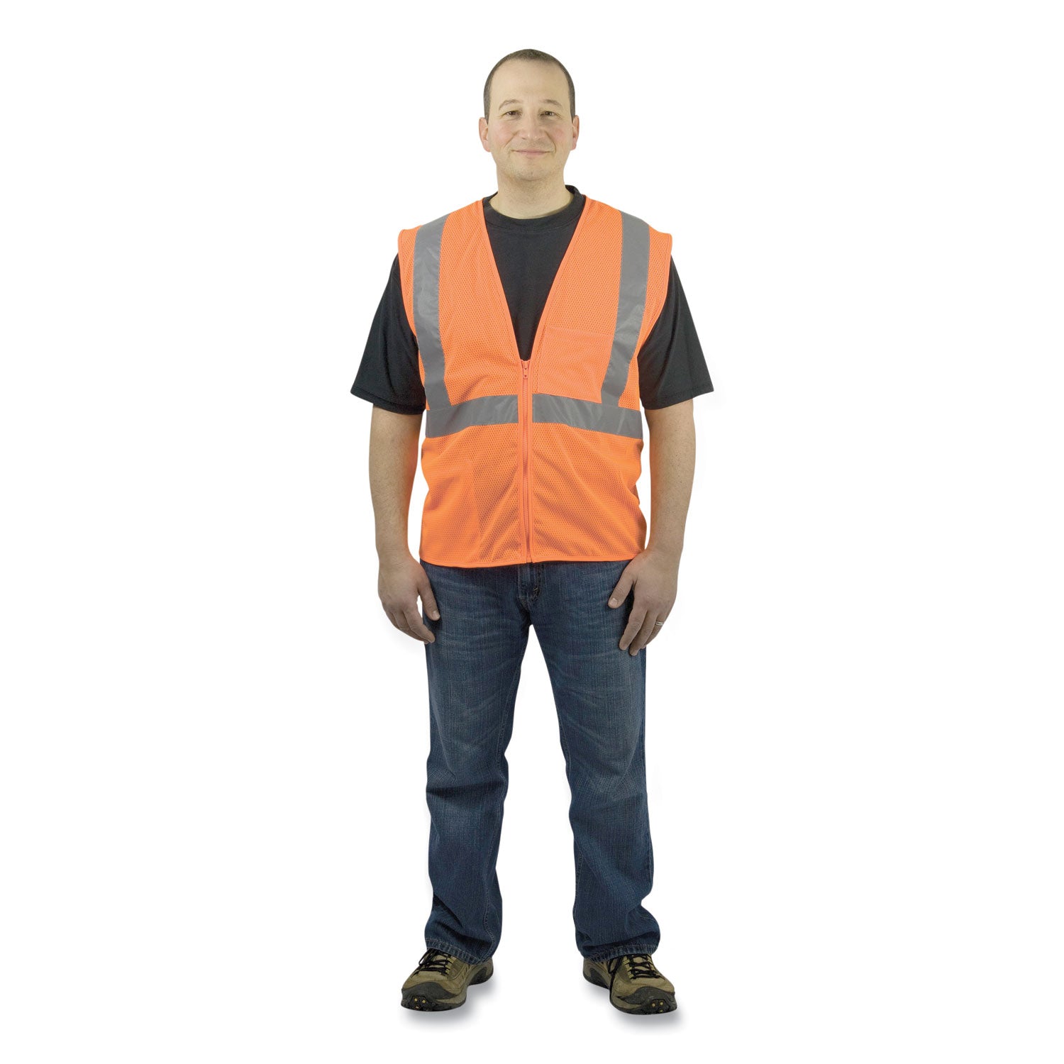 ansi-class-2-four-pocket-zipper-safety-vest-polyester-mesh-large-hi-viz-orange_pid302mvgz4porl - 1