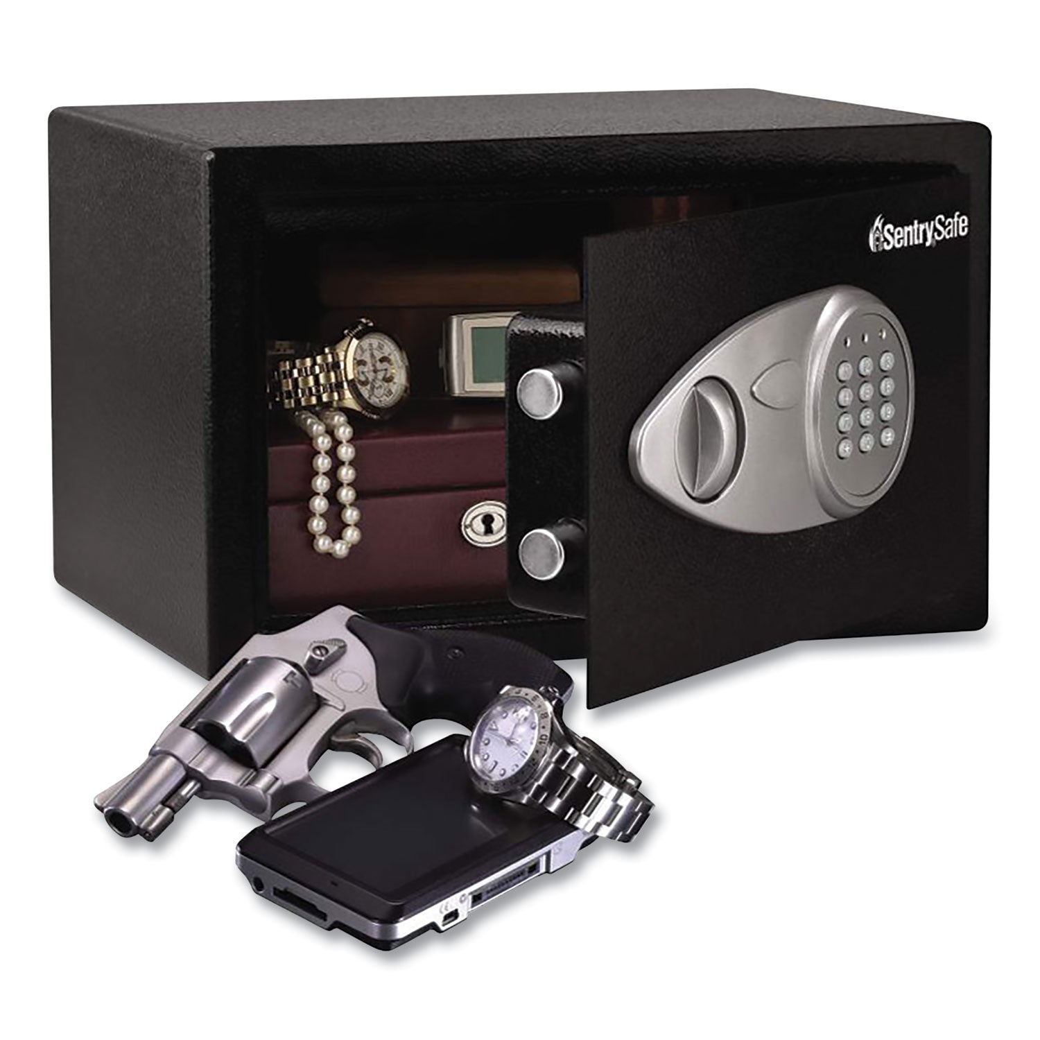 X055 Digital Security Safe, 0.58 cu ft, 13.8 x 10.6 x 8.7, Black/Silver - 