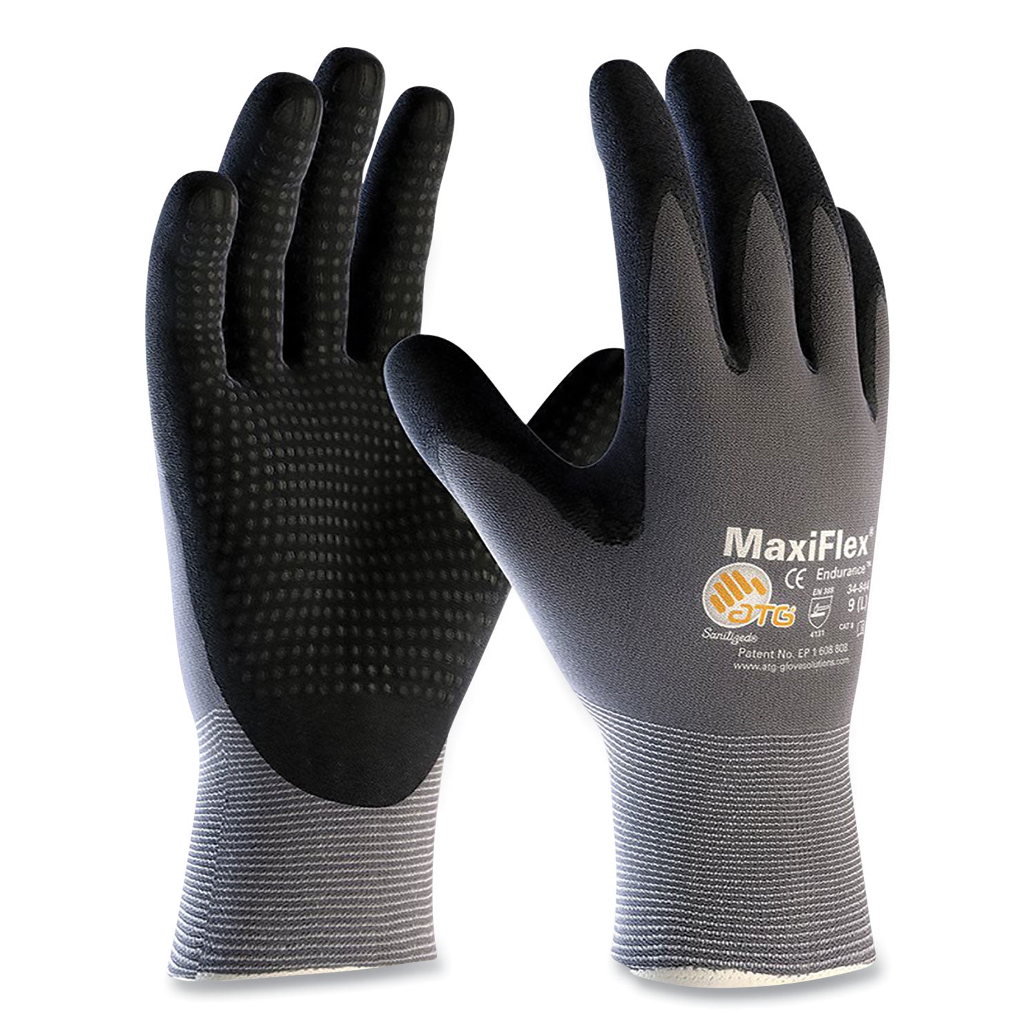 Endurance Seamless Knit Nylon Gloves, Large (Size 9), Gray/Black, 12 Pairs - 2
