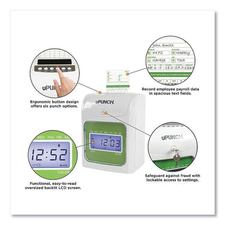 UB1000 Electronic Non-Calculating Time Clock Bundle, LCD Display, Beige/Green