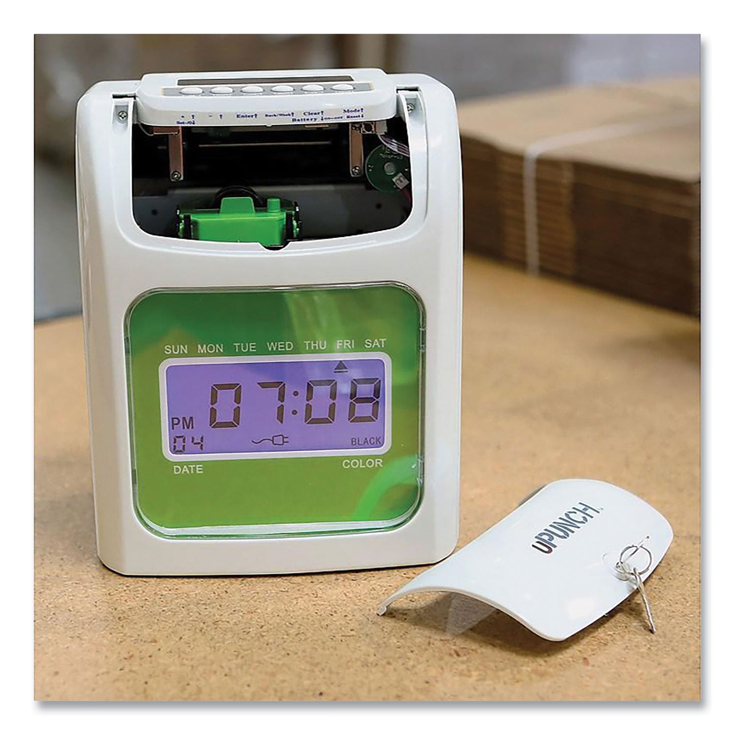 ub1000-electronic-non-calculating-time-clock-bundle-lcd-display-beige-green_ppzub1000 - 4