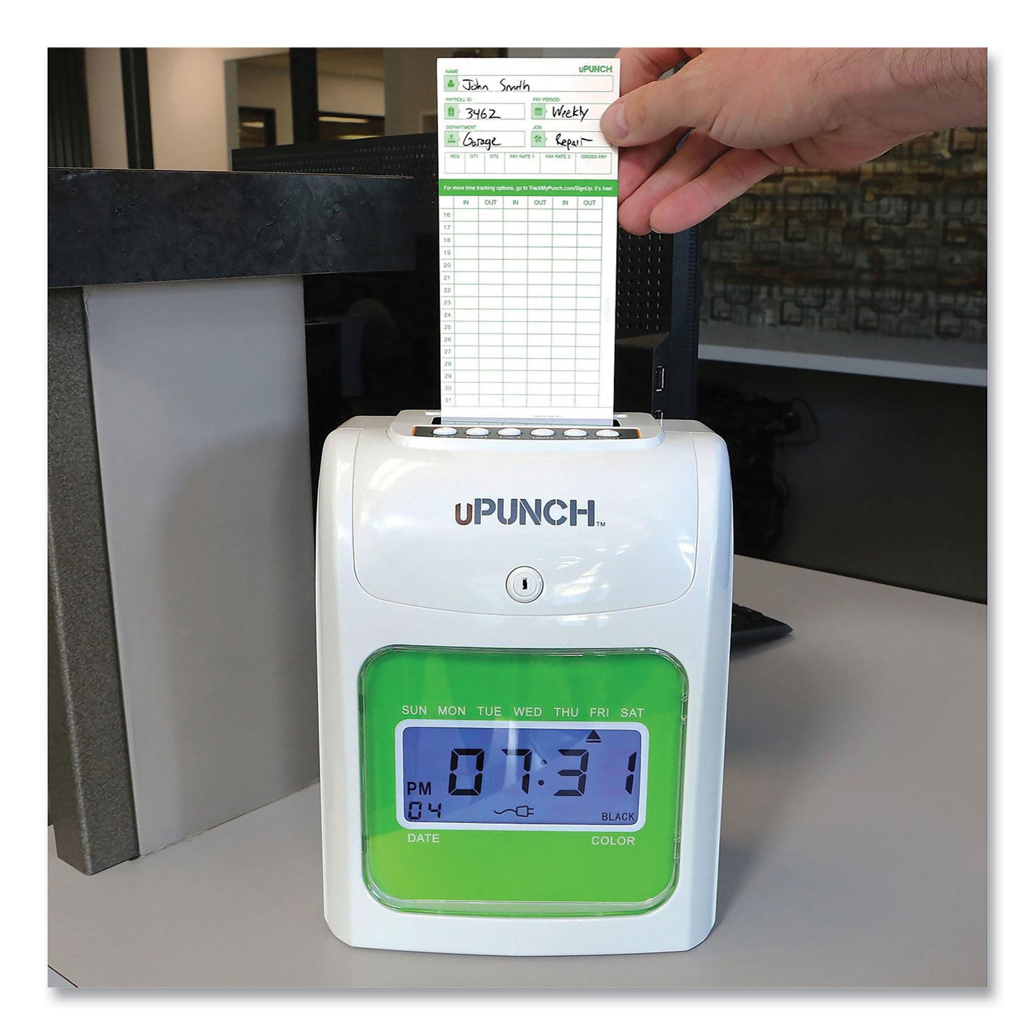 ub1000-electronic-non-calculating-time-clock-bundle-lcd-display-beige-green_ppzub1000 - 6