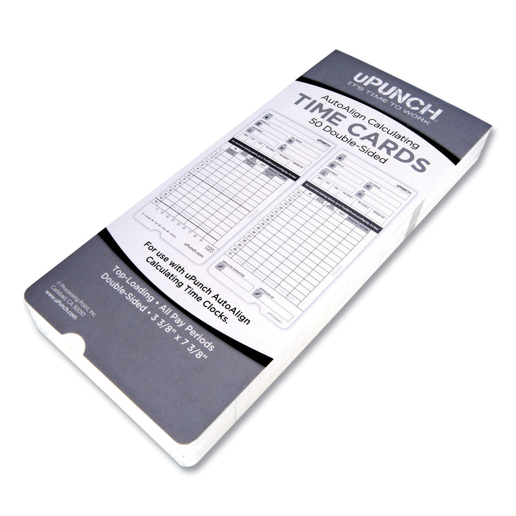 Time Clock Cards for uPunch HN4000, Two Sides, 7.37 x 3.37, 50/Pack