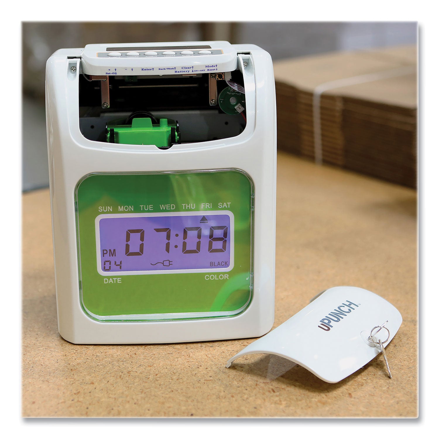 hn1500-electronic-non-calculating-time-clock-bundle-lcd-display-beige-green_ppzhn1500 - 4